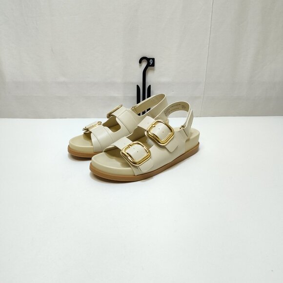 Time And Tru Dad Buckle Slingback Sandal Size 9 Bone Color Adjustable Strap NWT - Picture 2 of 9